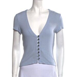 Reformation Blue Button Down Ribbed Shirt